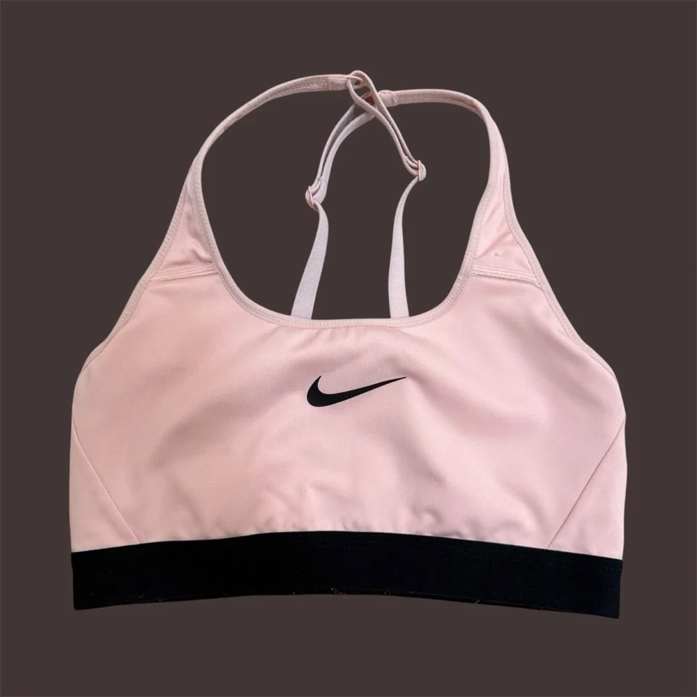 Nike Pink and Black Activewear Sports Bra Women’s Size Small